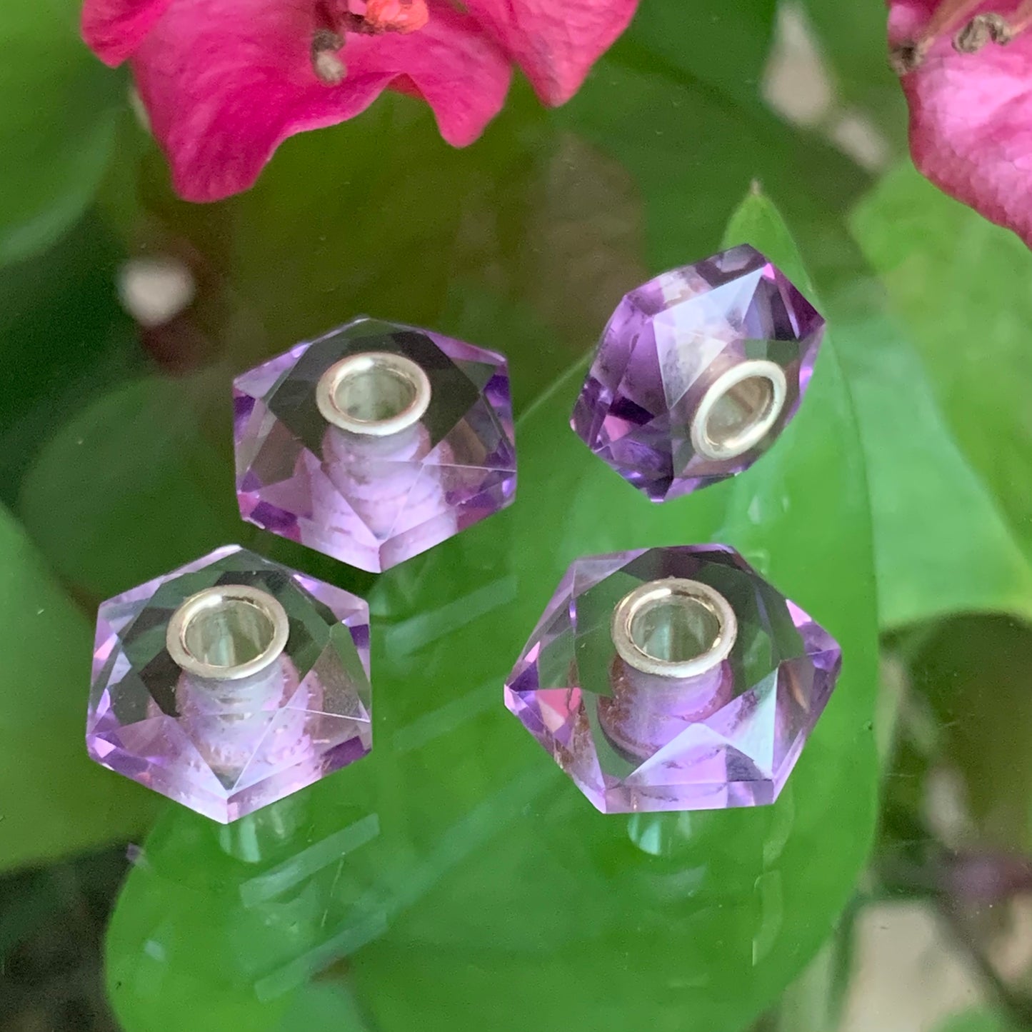 Faceted Hexahedron Purple Amethyst Beads Natural Gemstone Beads Ampearlbeads