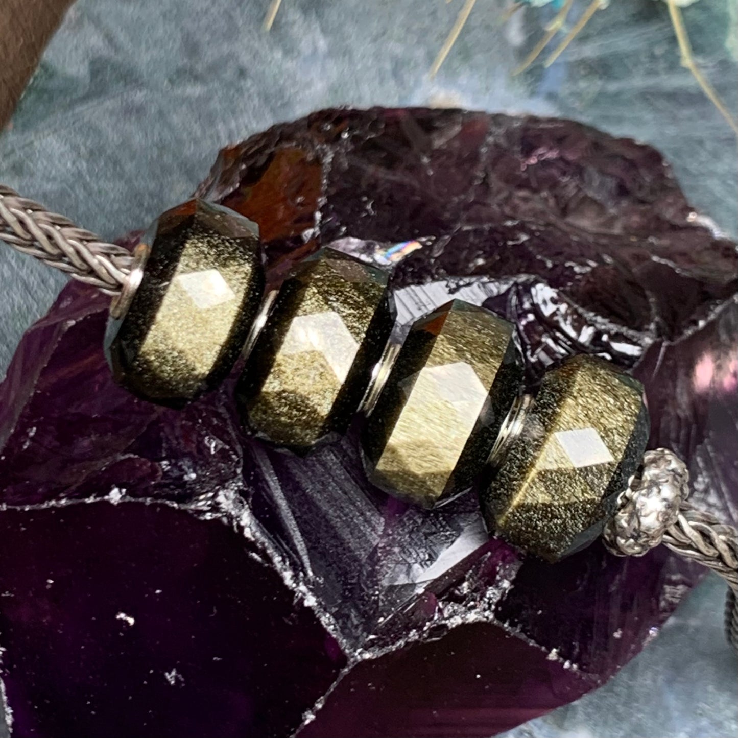 Faceted Golden Flash Obsidian Silver Flash Obsidian Gold Sand Obsidian Gemstone Beads