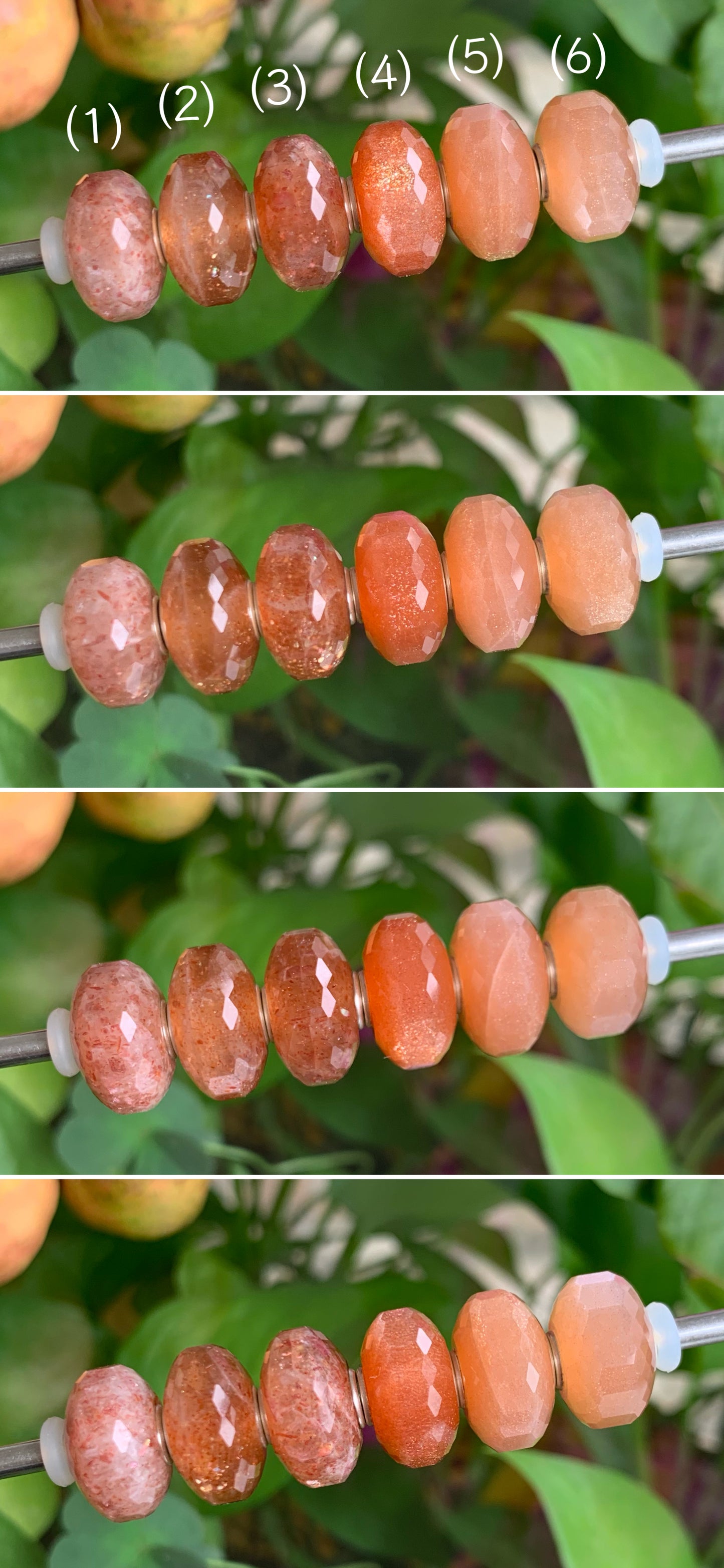 Natural Sunstone Golden Strawberry Quartz Beads Orange Moonstone for Pandora Bangles or Trollbeads Bracelets