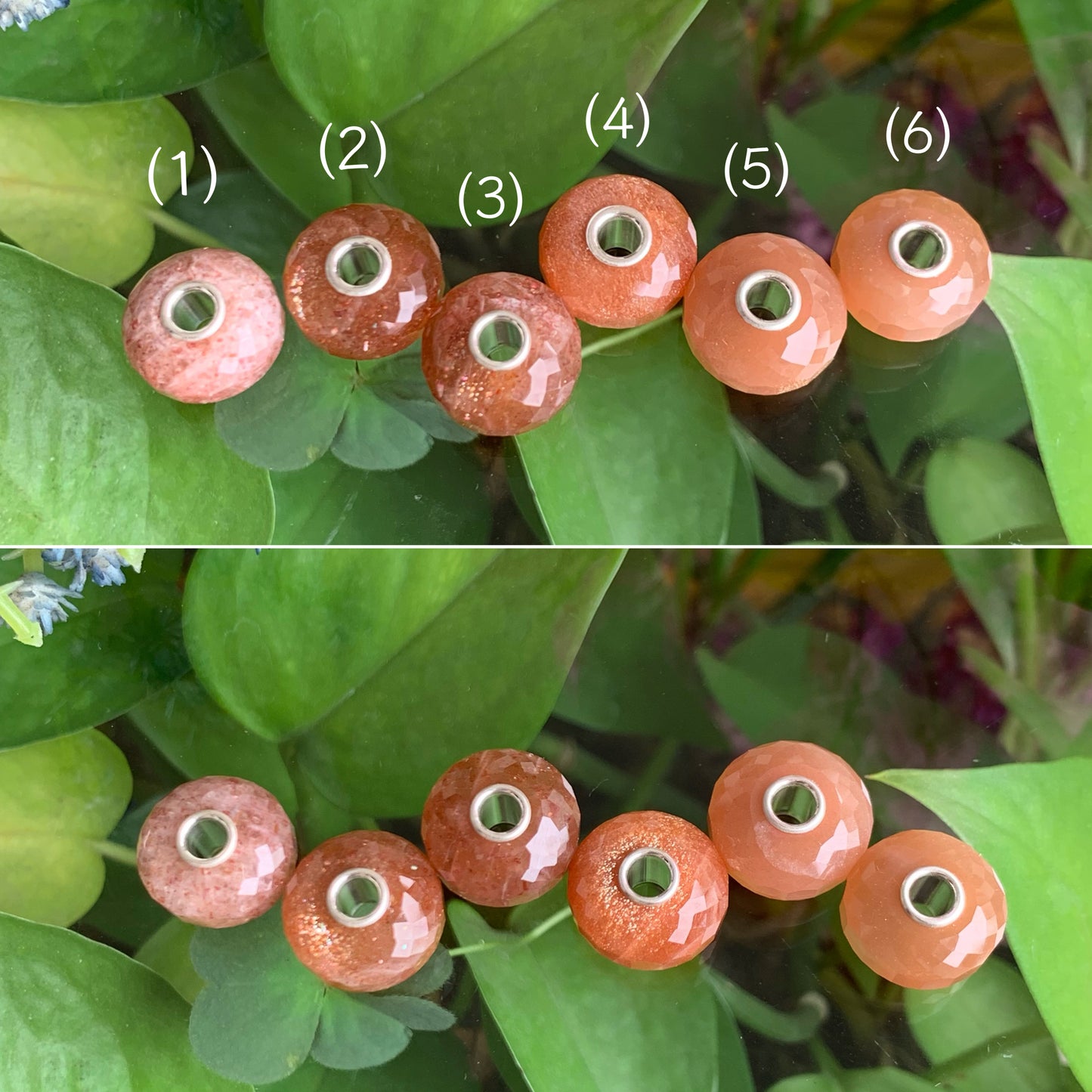 Natural Sunstone Golden Strawberry Quartz Beads Orange Moonstone for Pandora Bangles or Trollbeads Bracelets