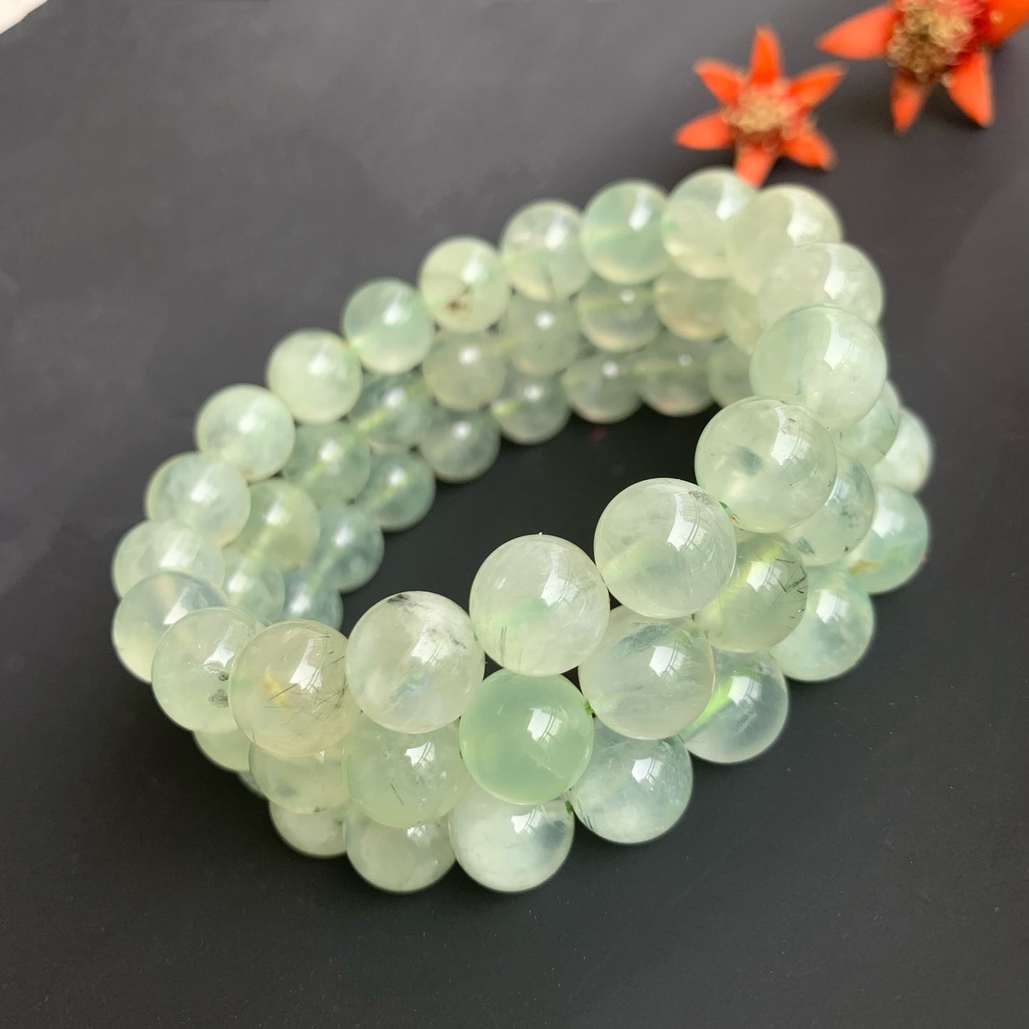 Ampearlbeads Gemstone Bracelets Prehnite Bracelets grape stone Bracelets for women and men