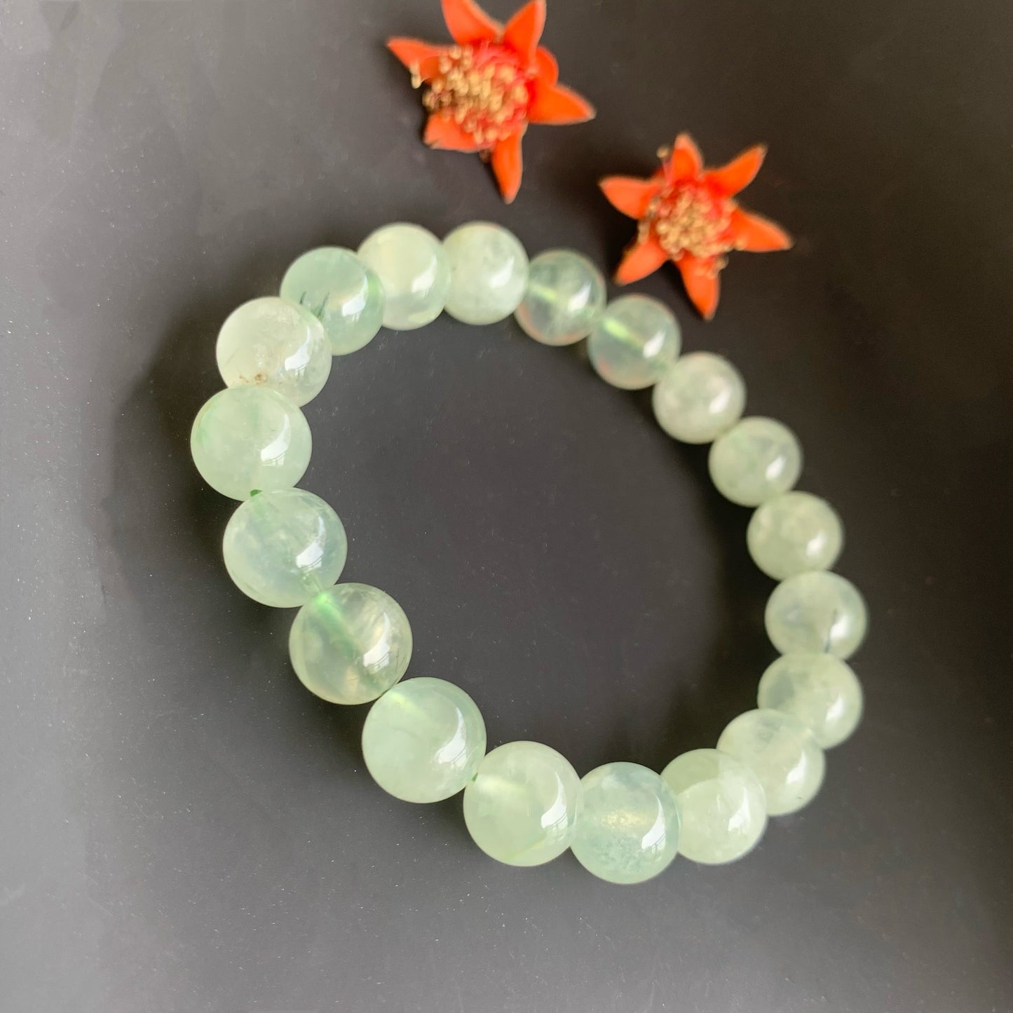 Ampearlbeads Gemstone Bracelets Prehnite Bracelets grape stone Bracelets for women and men
