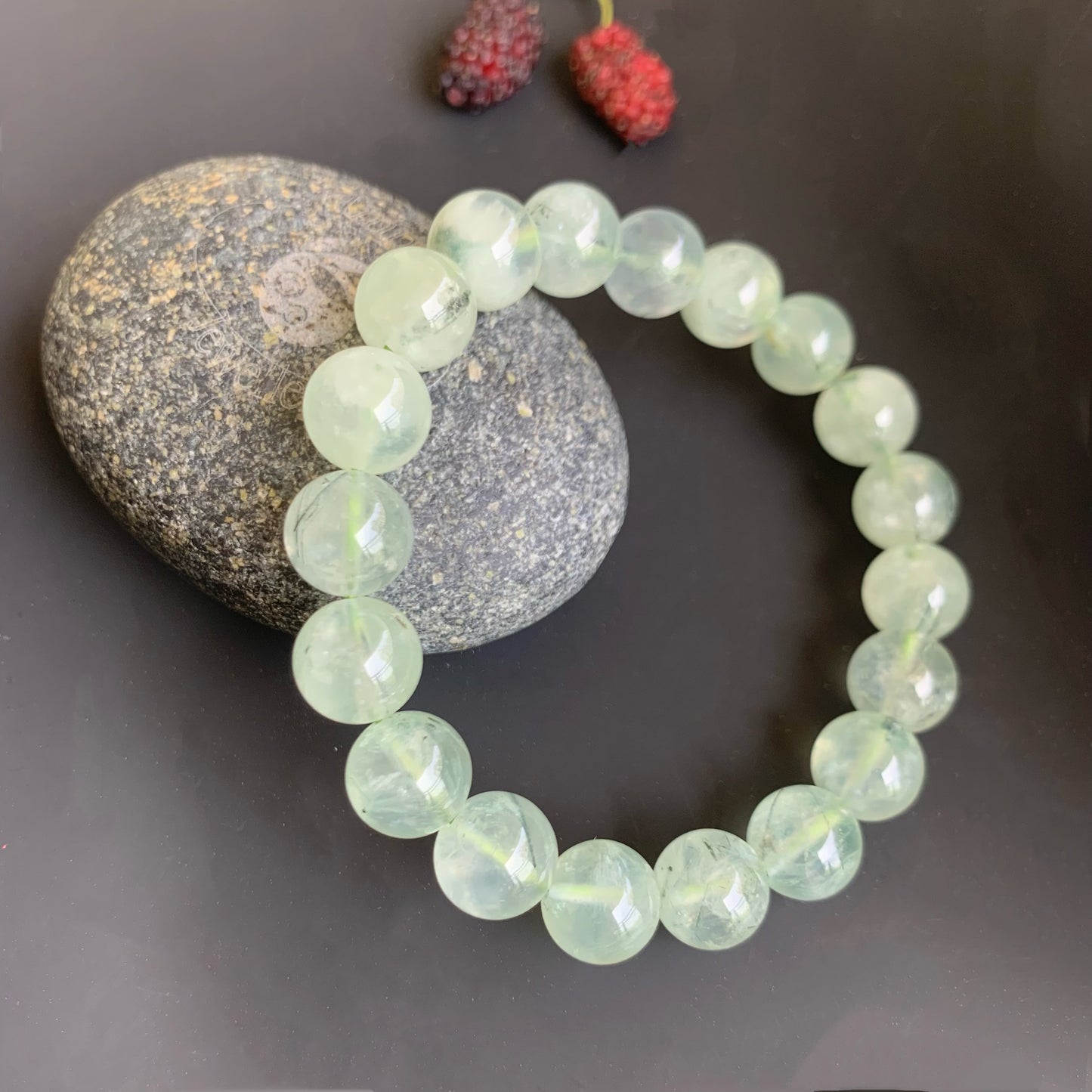 Ampearlbeads Gemstone Bracelets Prehnite Bracelets grape stone Bracelets for women and men