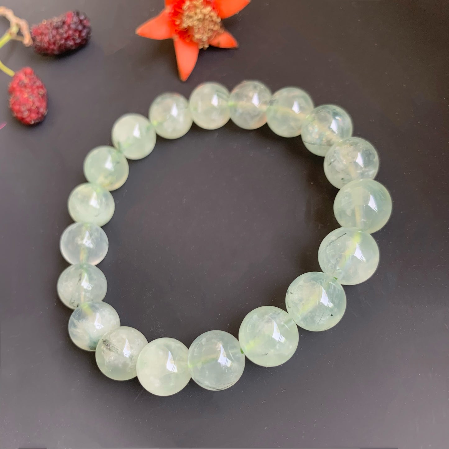 Ampearlbeads Gemstone Bracelets Prehnite Bracelets grape stone Bracelets for women and men