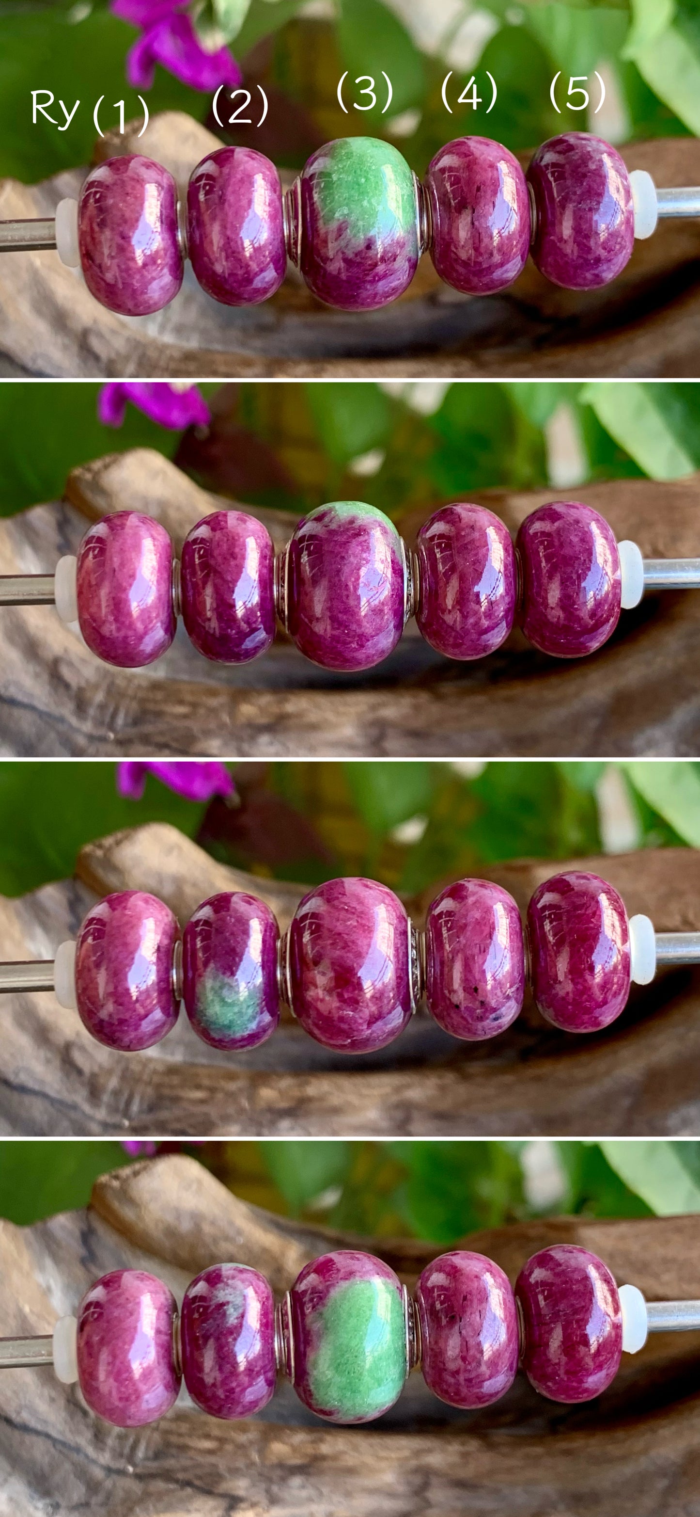 Flat Smooth Ruby Beads Ruby Zoisite Beads Fit European Trollbeads Bracelets and Some of the Pandora Bangles