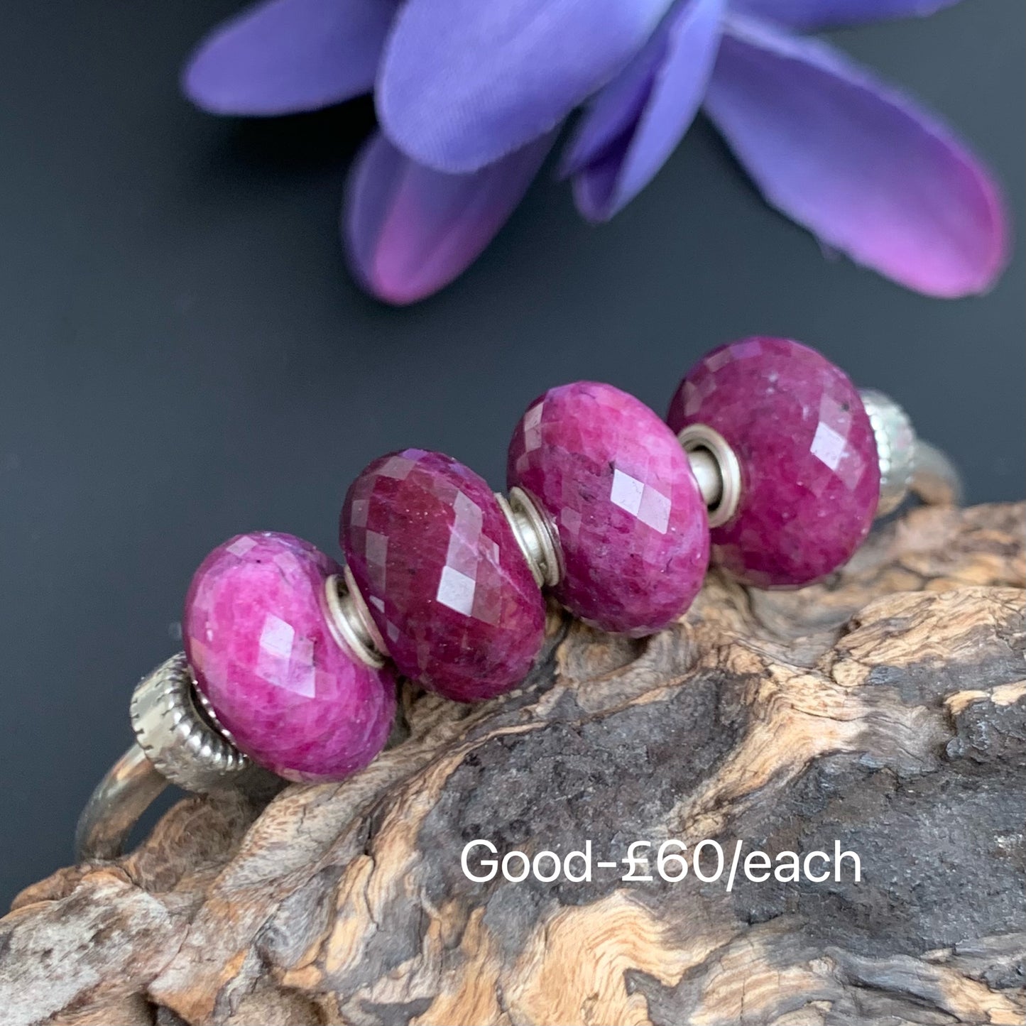 Faceted Ruby Beads Ruby Zoisite Beads Fit European Trollbeads Bracelets and Some of the Pandora Bangles