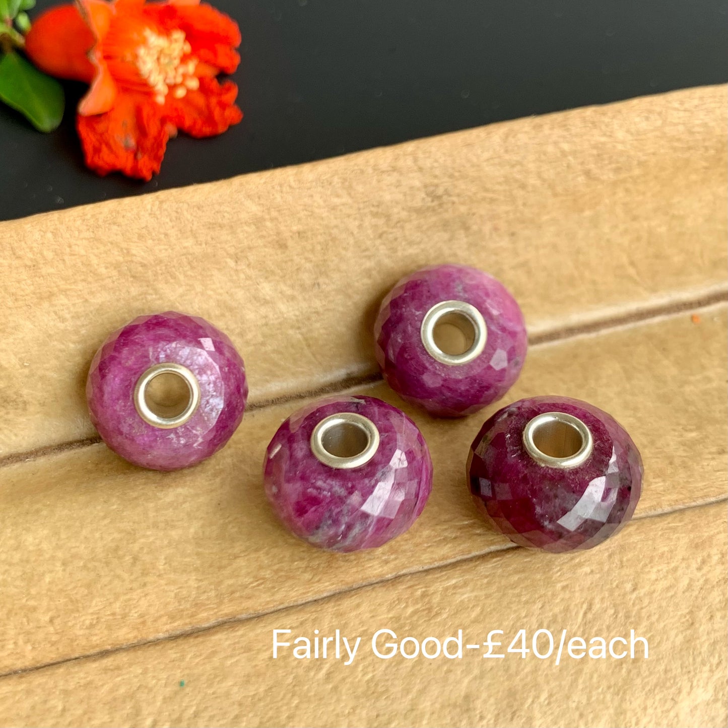 Faceted Ruby Beads Ruby Zoisite Beads Fit European Trollbeads Bracelets and Some of the Pandora Bangles