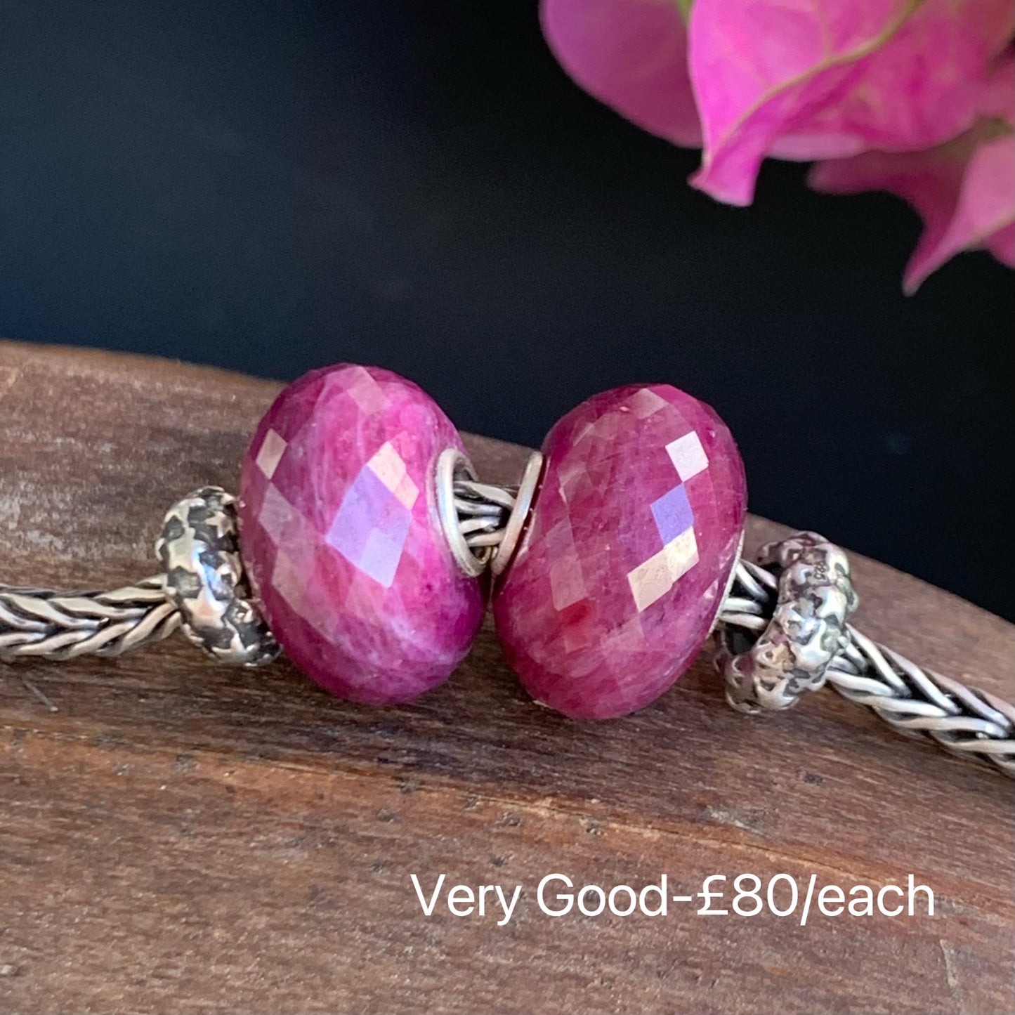 Faceted Ruby Beads Ruby Zoisite Beads Fit European Trollbeads Bracelets and Some of the Pandora Bangles