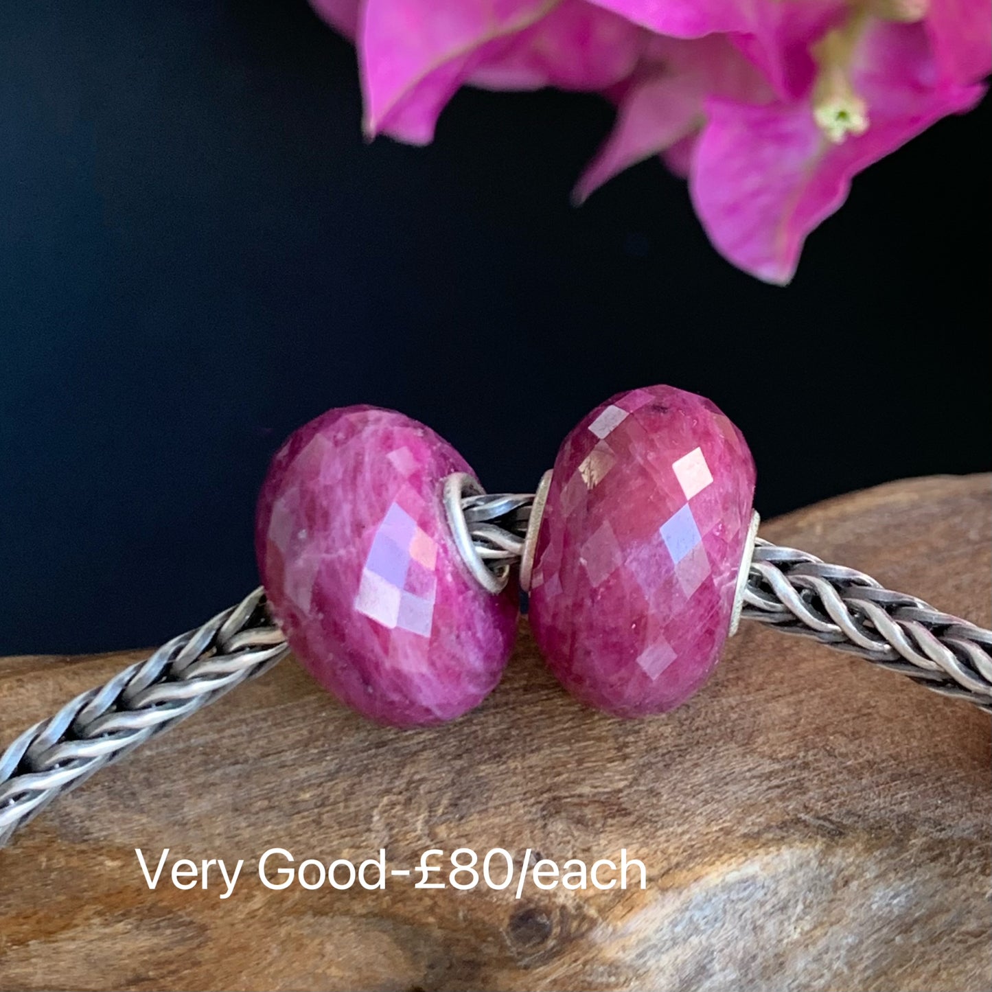 Faceted Ruby Beads Ruby Zoisite Beads Fit European Trollbeads Bracelets and Some of the Pandora Bangles