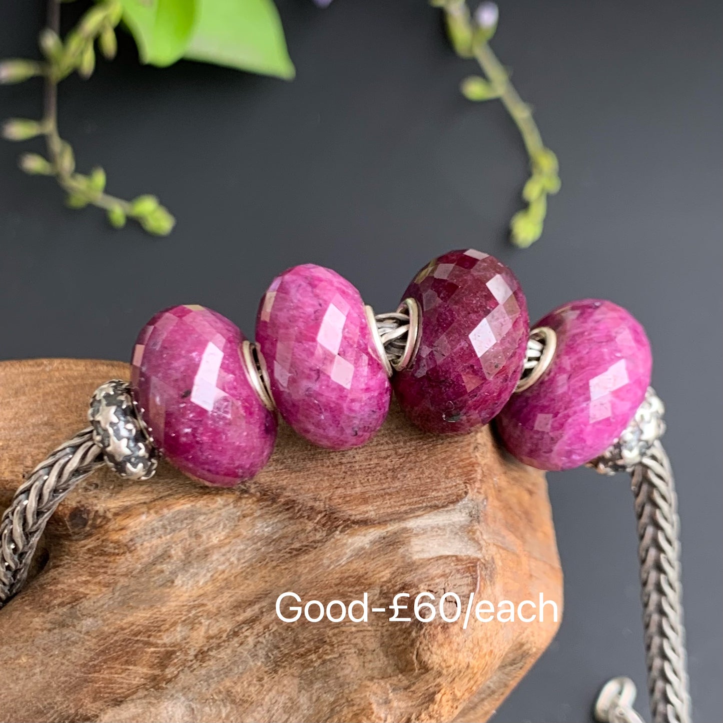 Faceted Ruby Beads Ruby Zoisite Beads Fit European Trollbeads Bracelets and Some of the Pandora Bangles