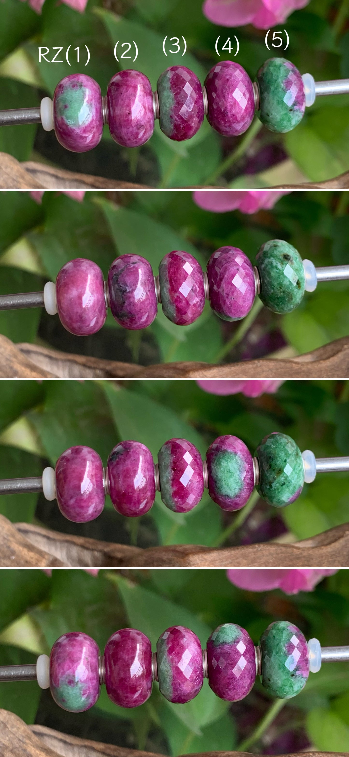 Faceted and Smooth Ruby Beads Ruby Zoisite Beads Fit European Trollbeads Bracelets and Some of the Pandora Bangles