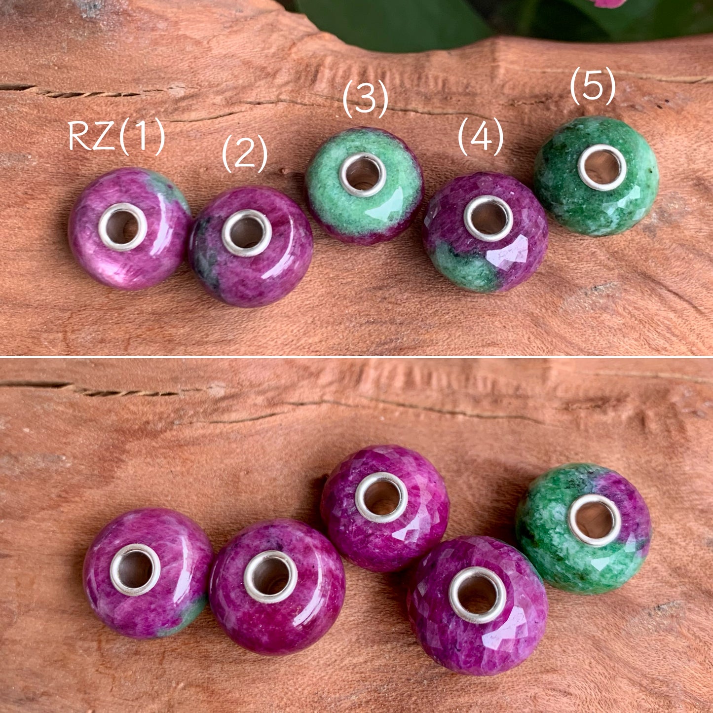 Faceted and Smooth Ruby Beads Ruby Zoisite Beads Fit European Trollbeads Bracelets and Some of the Pandora Bangles