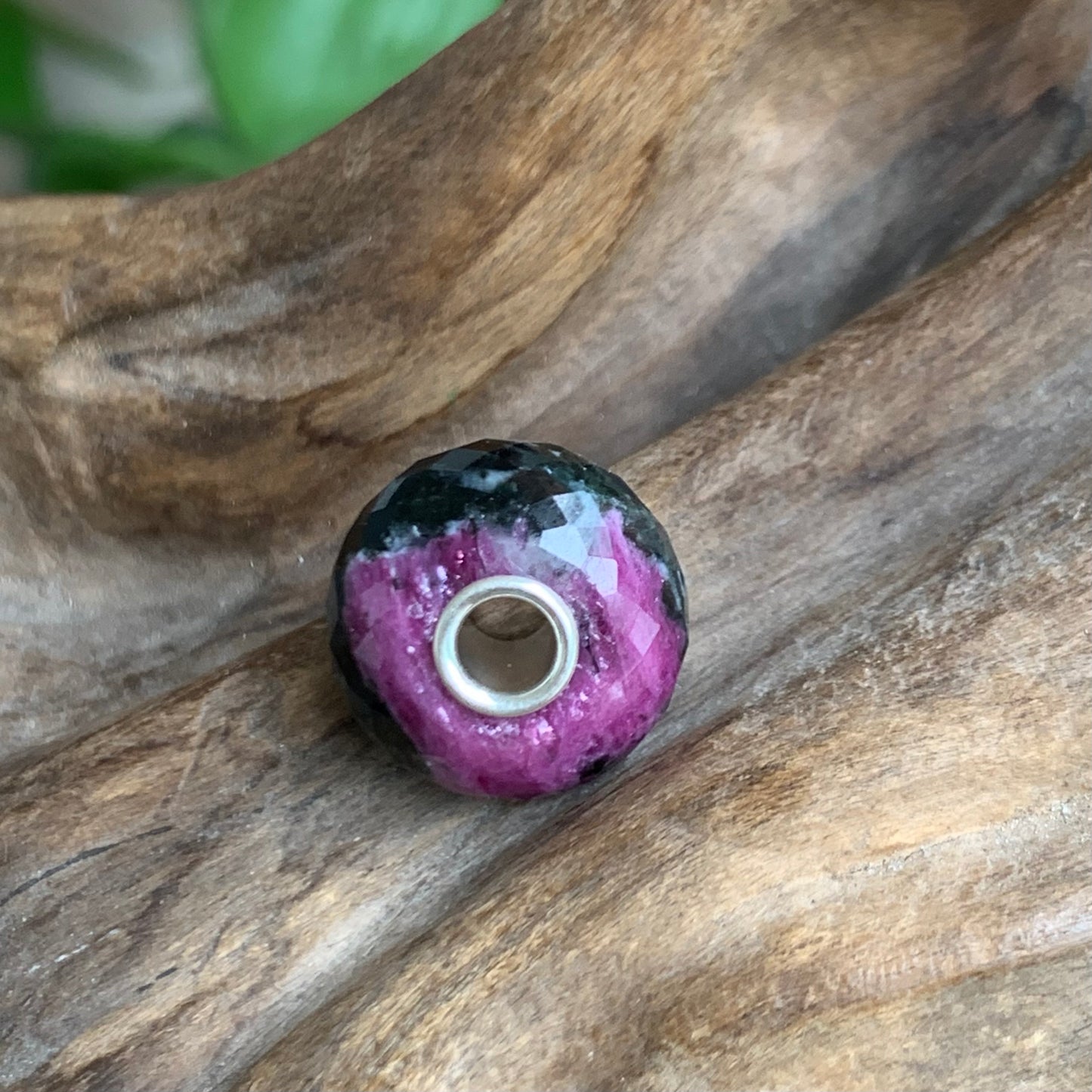 Faceted Ruby and Black Tourmaline Beads Fit European Trollbeads Bracelets and Some of the Pandora Bangles