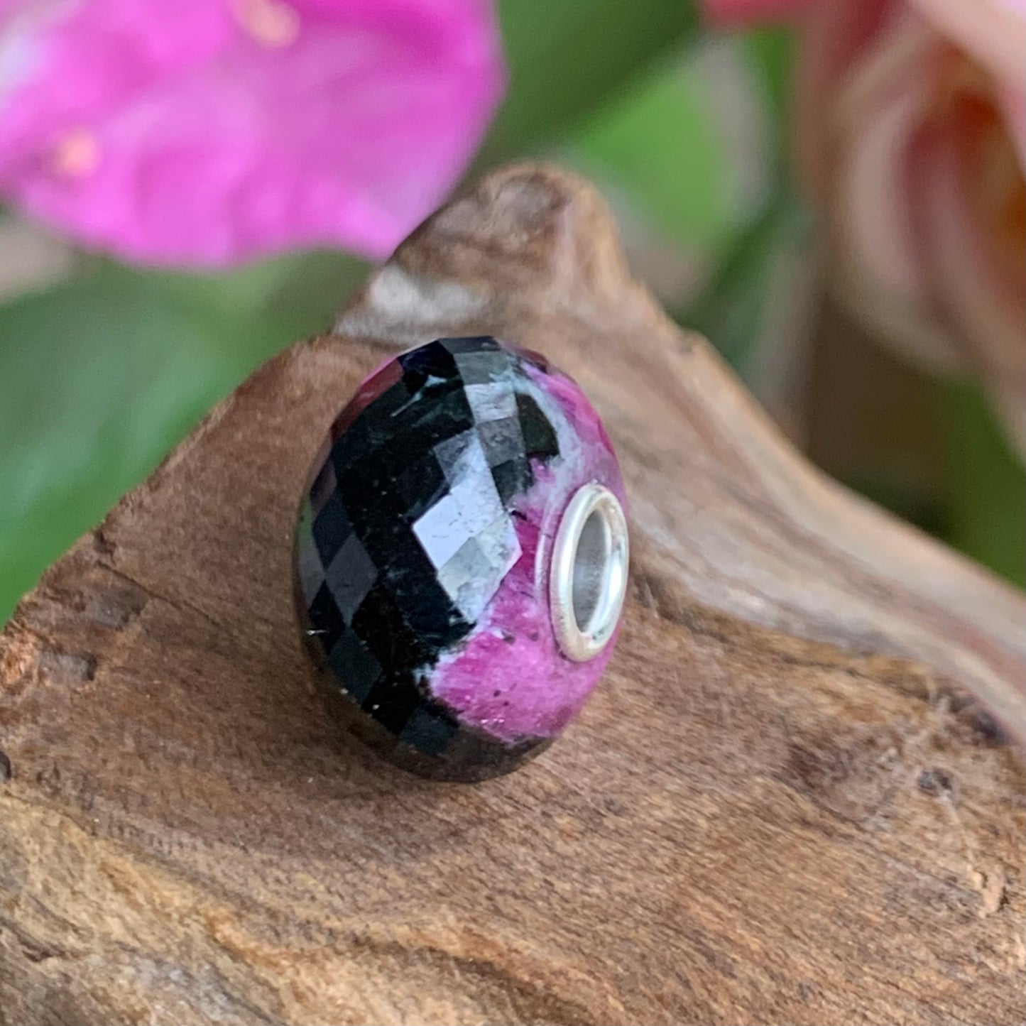 Faceted Ruby and Black Tourmaline Beads Fit European Trollbeads Bracelets and Some of the Pandora Bangles