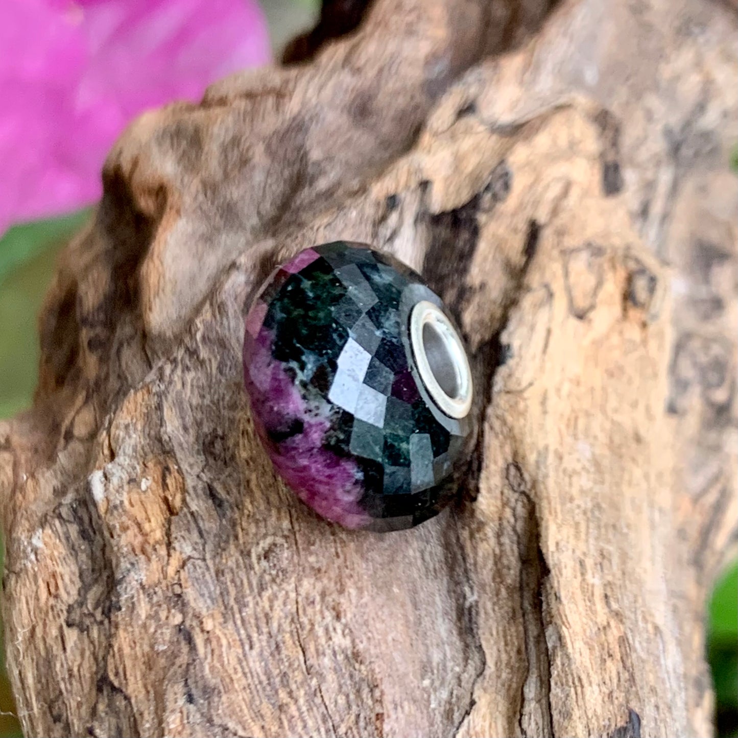 Faceted Ruby and Black Tourmaline Beads Fit European Trollbeads Bracelets and Some of the Pandora Bangles