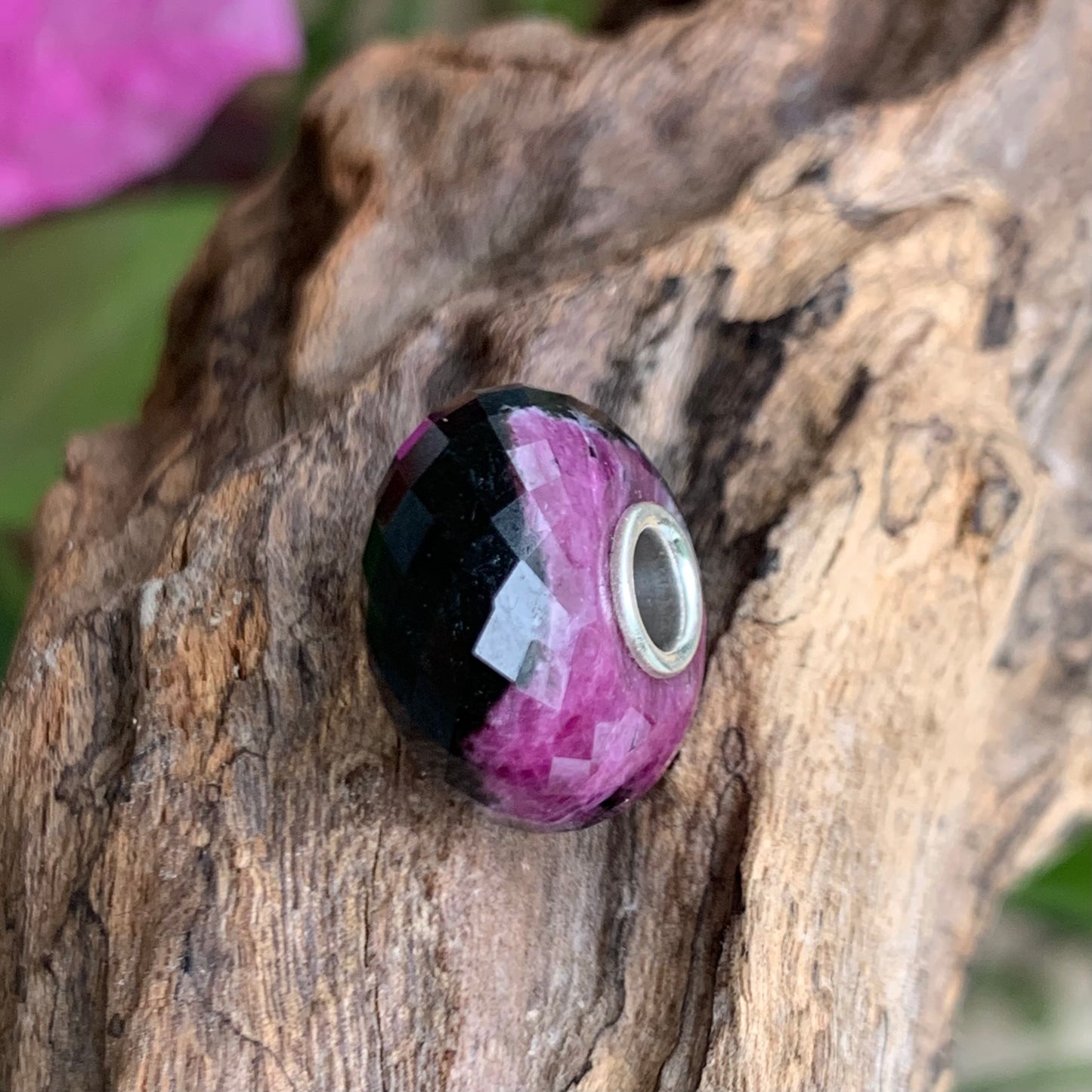 Faceted Ruby and Black Tourmaline Beads Fit European Trollbeads Bracelets and Some of the Pandora Bangles