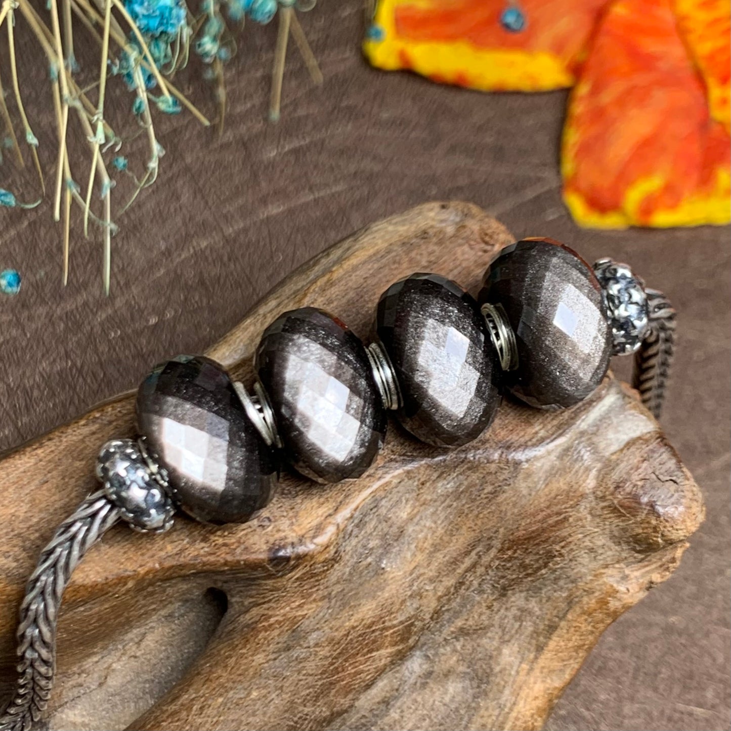 Faceted Golden Flash Obsidian Silver Flash Obsidian Gold Sand Obsidian Gemstone Beads