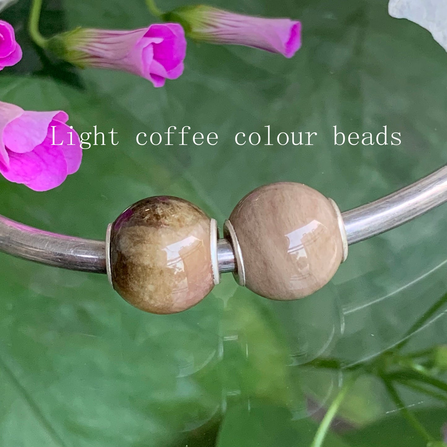 Mini Round Tourmaline Beads with Silver Core for European Trollbeads Bracelets or Some Pandora Bangles