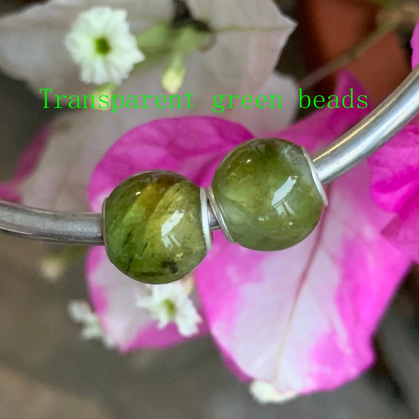 Mini Round Tourmaline Beads with Silver Core for European Trollbeads Bracelets or Some Pandora Bangles