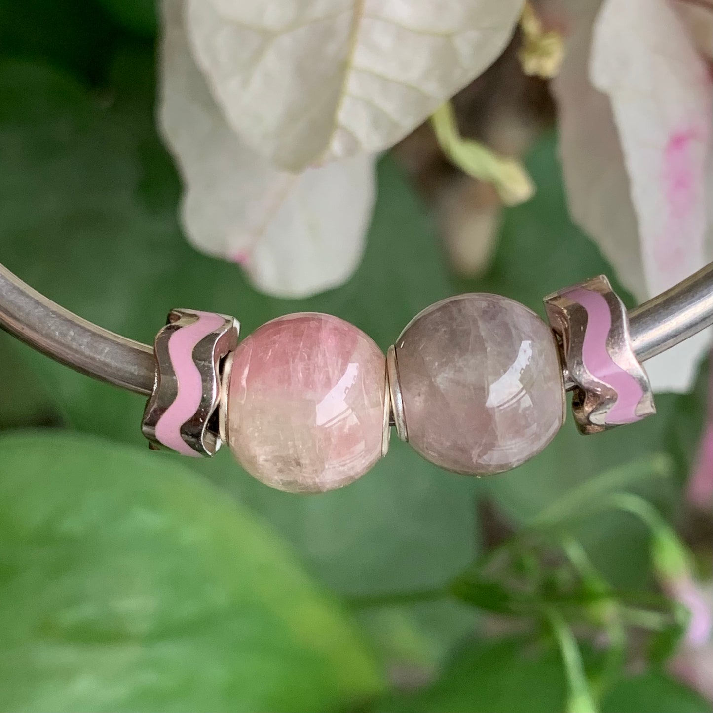 Mini Round Tourmaline Beads with Silver Core for European Trollbeads Bracelets or Some Pandora Bangles