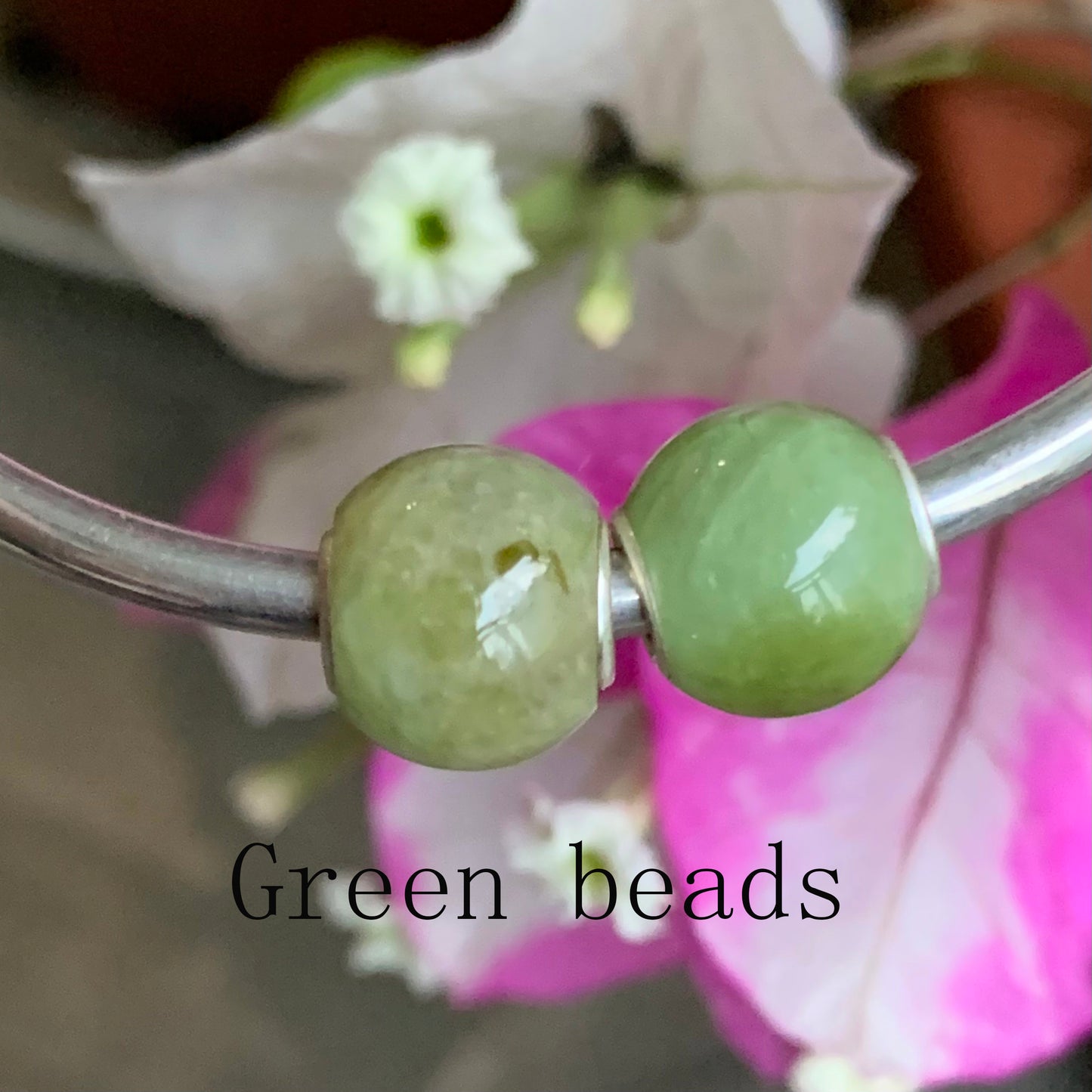 Mini Round Tourmaline Beads with Silver Core for European Trollbeads Bracelets or Some Pandora Bangles