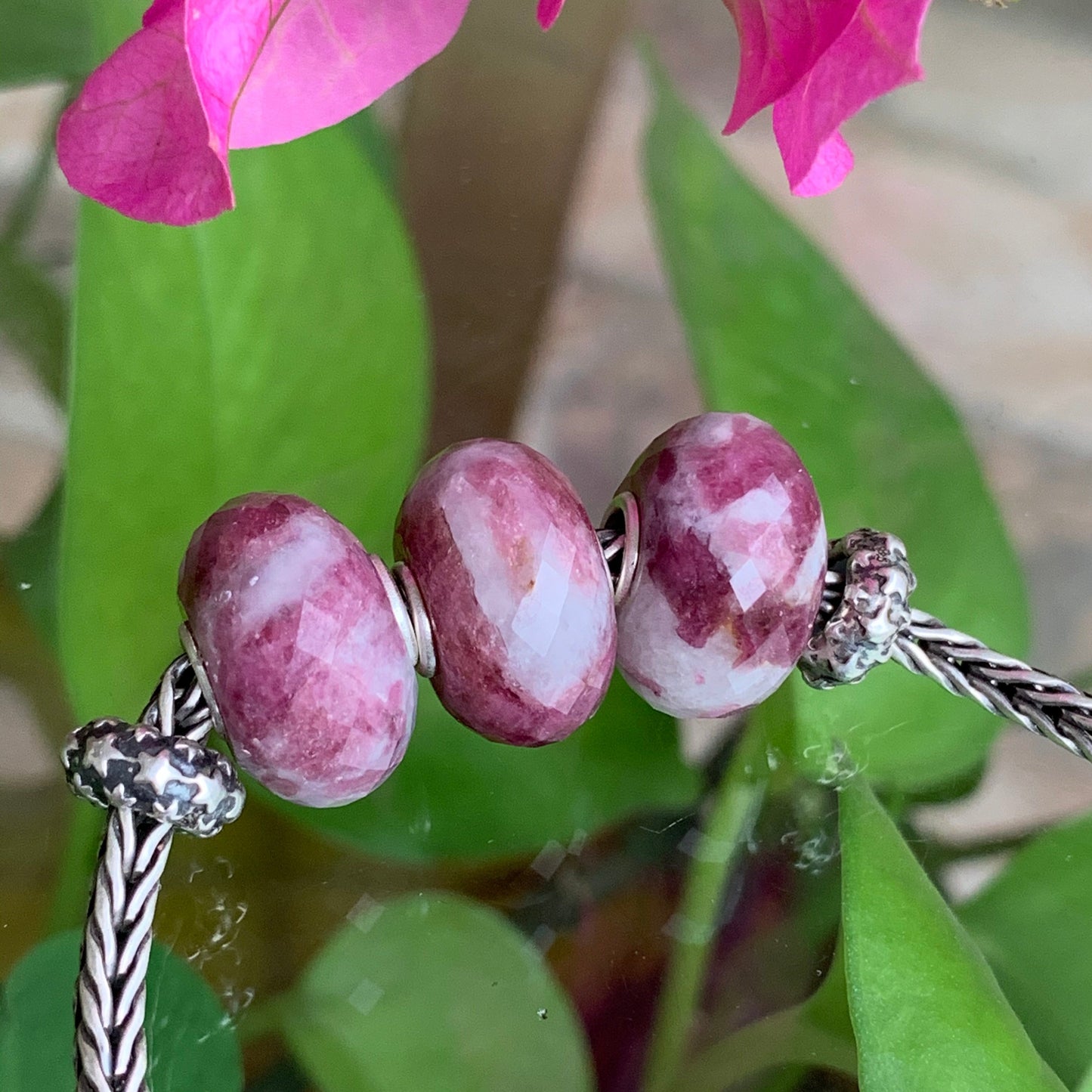 Faceted Rosiness Tourmaline Beads Fit European Trollbeads Bracelets and Some of the Pandora Bangles
