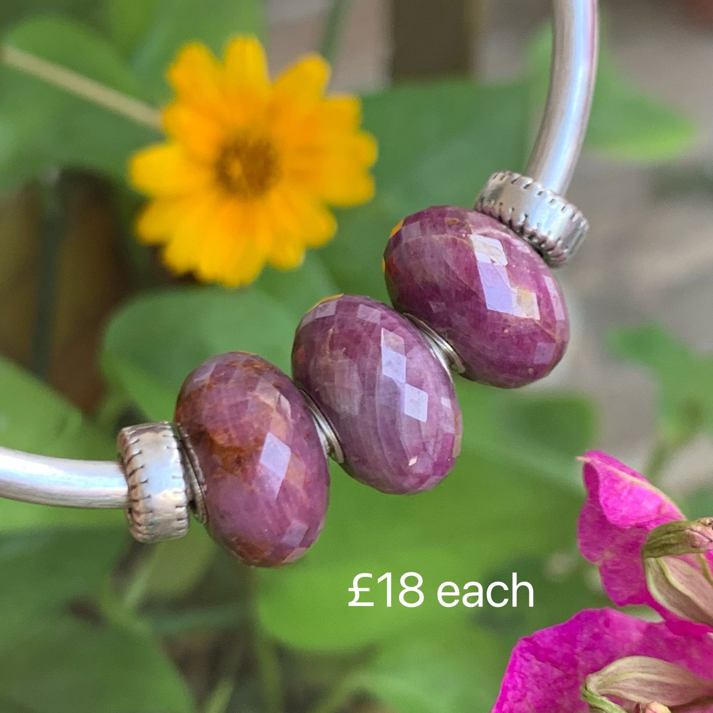 Faceted Value Ruby Beads with Beautiful Flash Fit European Trollbeads Bracelets and Some of the Pandora Bangles
