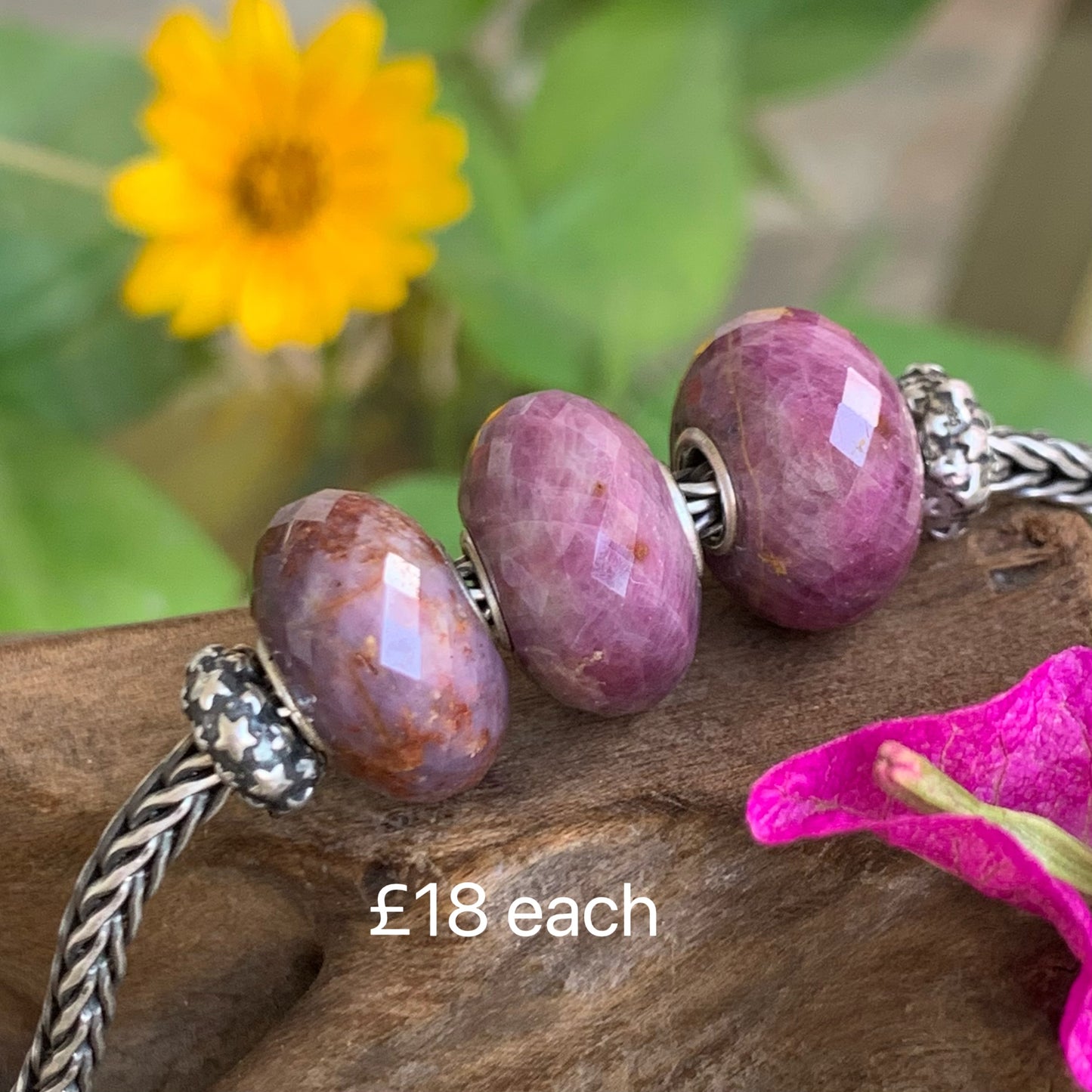Faceted Value Ruby Beads with Beautiful Flash Fit European Trollbeads Bracelets and Some of the Pandora Bangles