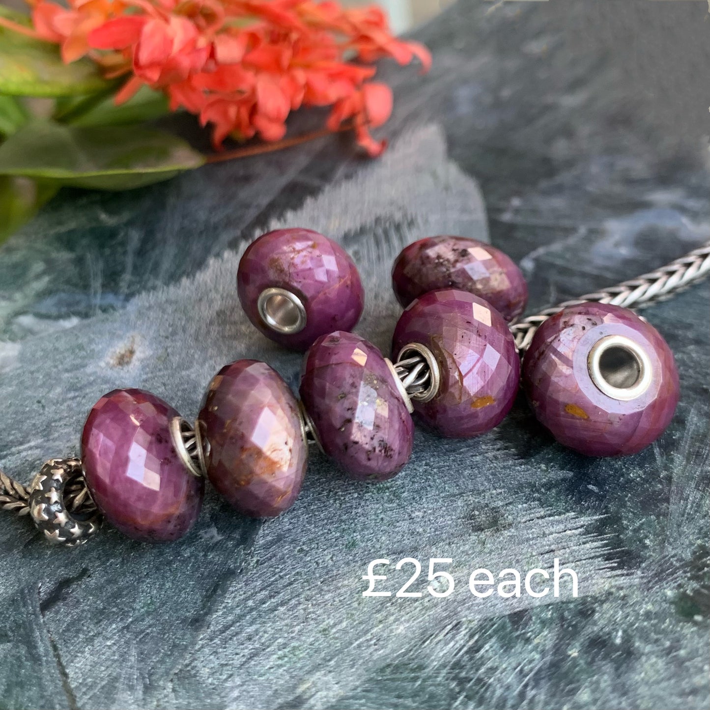 Faceted Value Ruby Beads with Beautiful Flash Fit European Trollbeads Bracelets and Some of the Pandora Bangles
