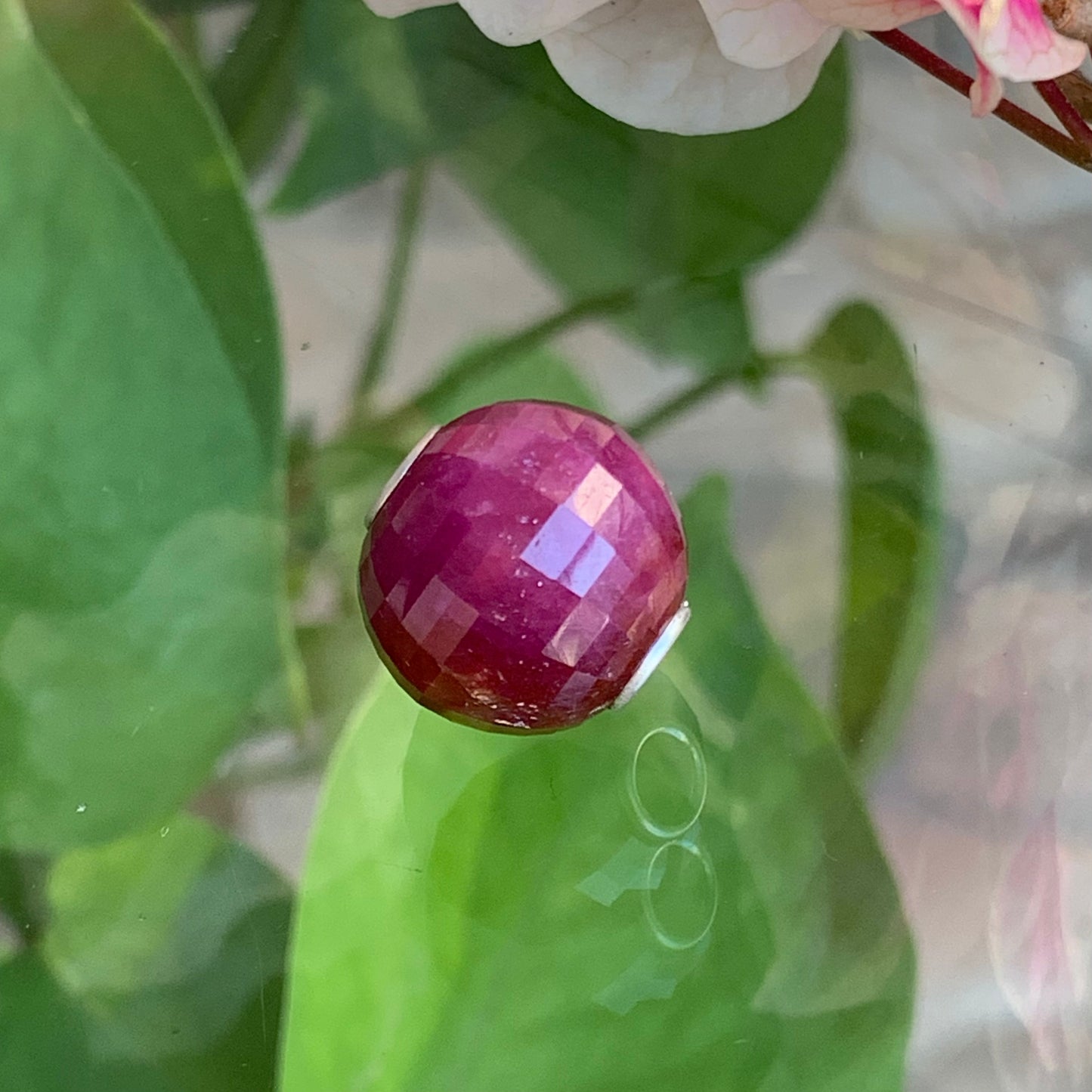 Natural Round Ruby Bead Hand Made Jewelry with Small Core for Charm Bracelets