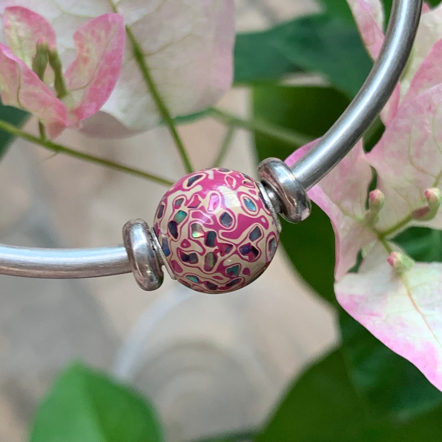 Colorful Natural Resin Painted Handmade Wooden Beads Inlaid with Opal or Shell