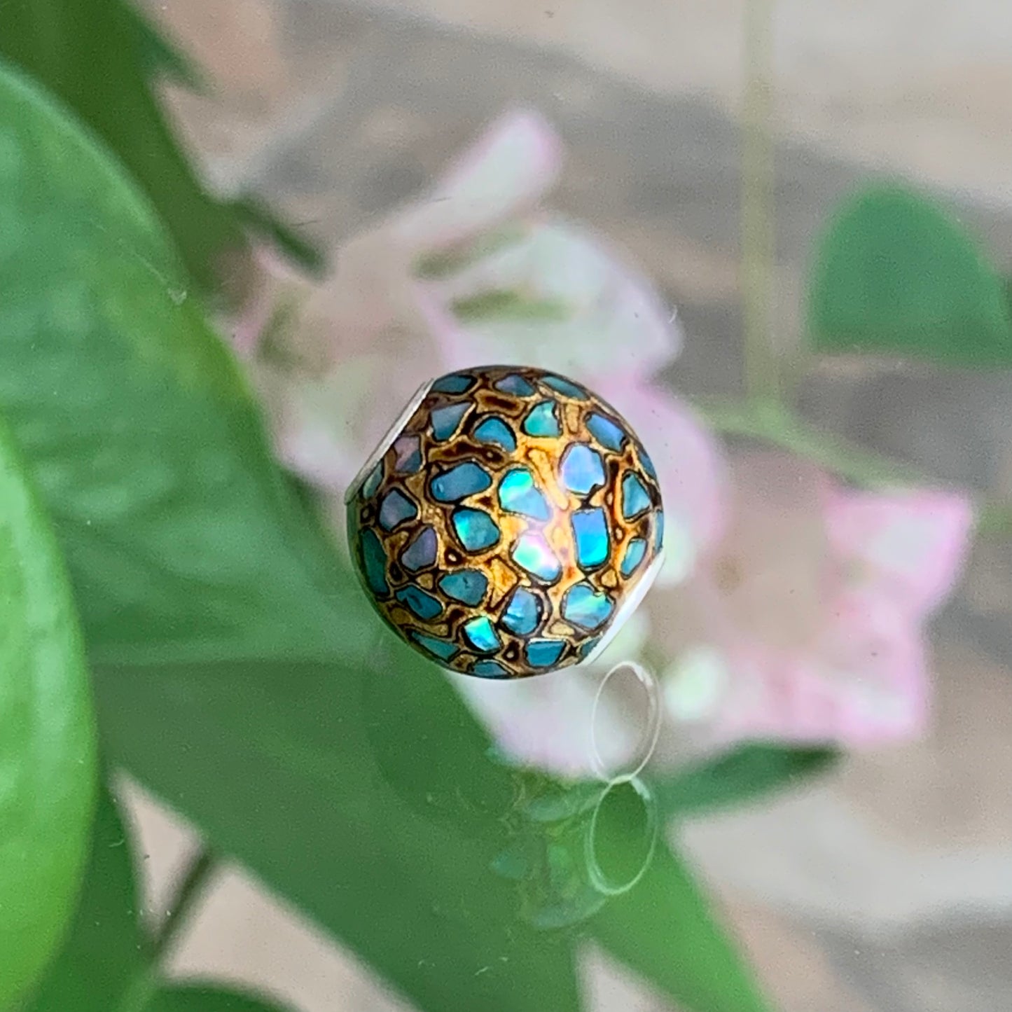 Colorful Natural Resin Painted Handmade Wooden Beads Inlaid with Opal or Shell