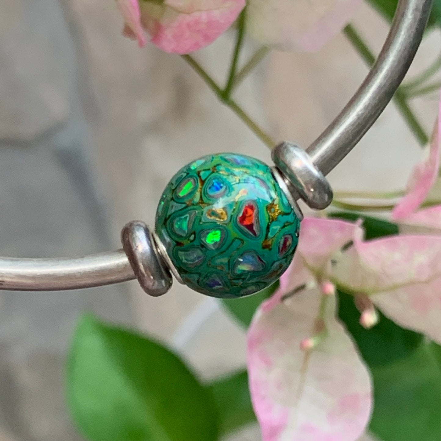 Colorful Natural Resin Painted Handmade Wooden Beads Inlaid with Opal or Shell