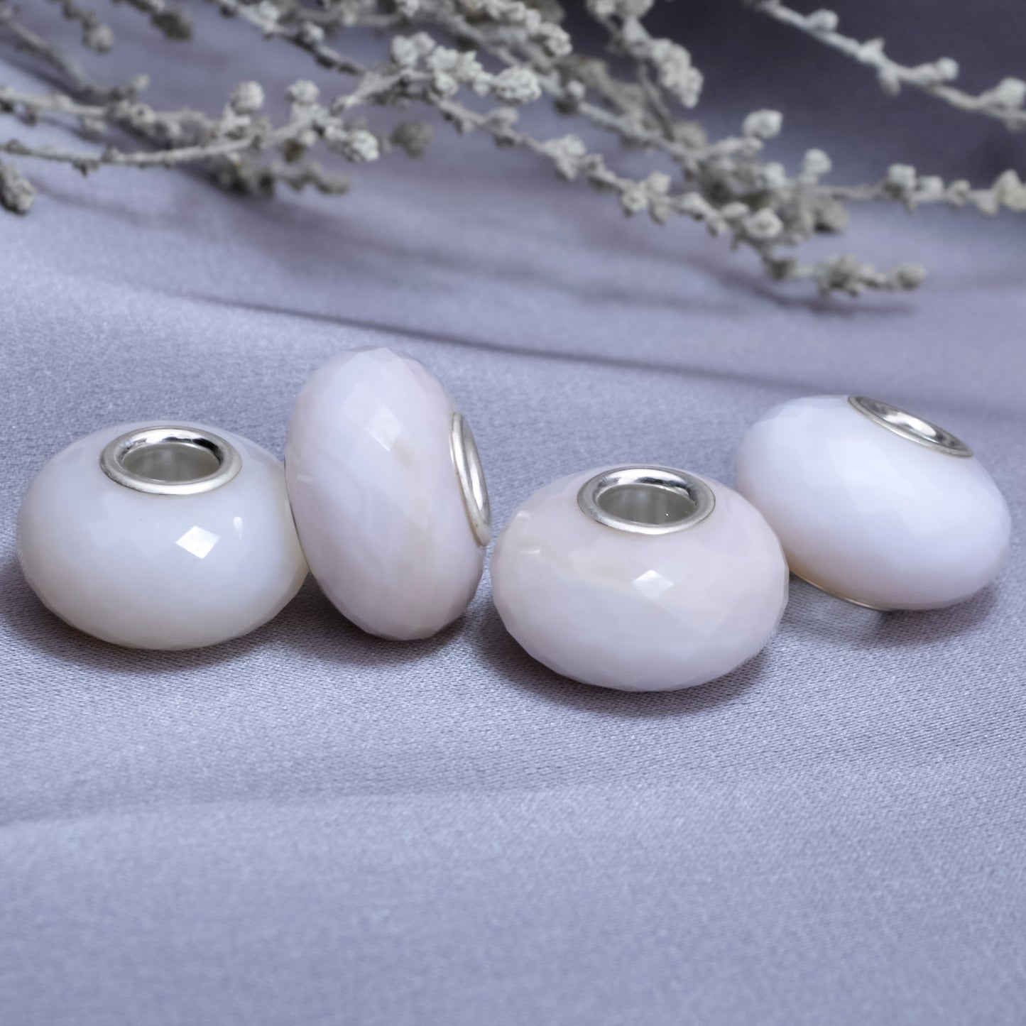 Amazing Light Pink Opal Gorgeous Gemstone with Sterling Silver Core for European Charm Bracelets
