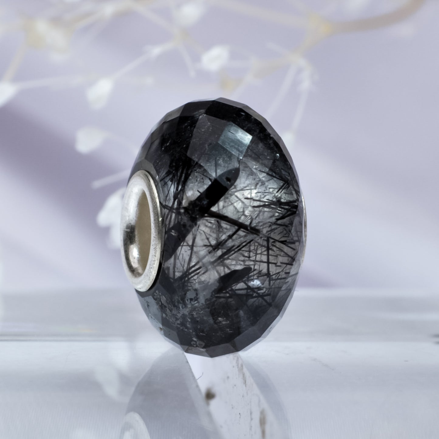 Black Rutilated Quartz Jewellery Gemstone Bead Big Core Fits European Charm Bracelets