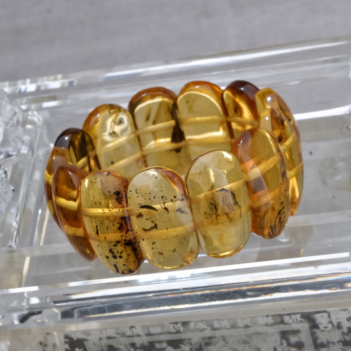 Handmade Cognac Color Charm Bracelet with Large Modern Smooth Natural Amber Gemstone Beads