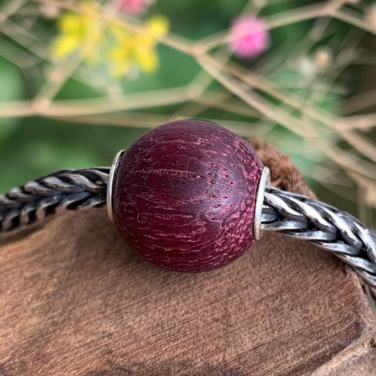 Unique Ampearlbeads Mini Round Wooden Beads Wood Beads with Sterling Sliver Core for European Bracelets or Bangles