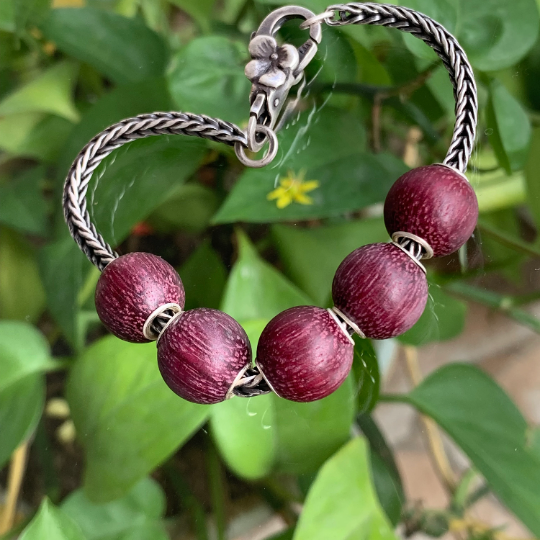 Unique Ampearlbeads Mini Round Wooden Beads Wood Beads with Sterling Sliver Core for European Bracelets or Bangles
