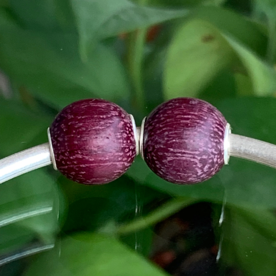Unique Ampearlbeads Mini Round Wooden Beads Wood Beads with Sterling Sliver Core for European Bracelets or Bangles