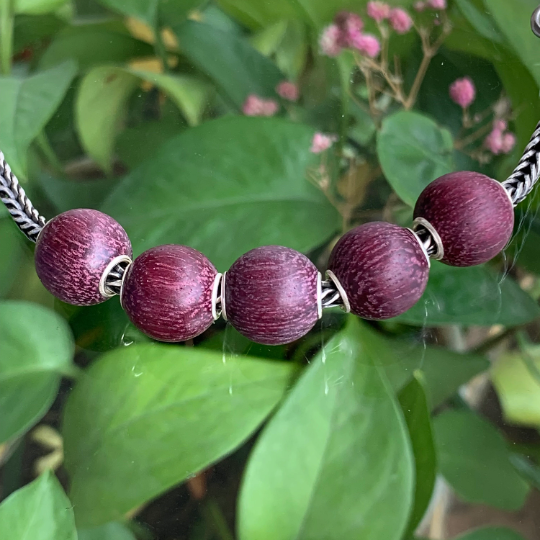 Unique Ampearlbeads Mini Round Wooden Beads Wood Beads with Sterling Sliver Core for European Bracelets or Bangles
