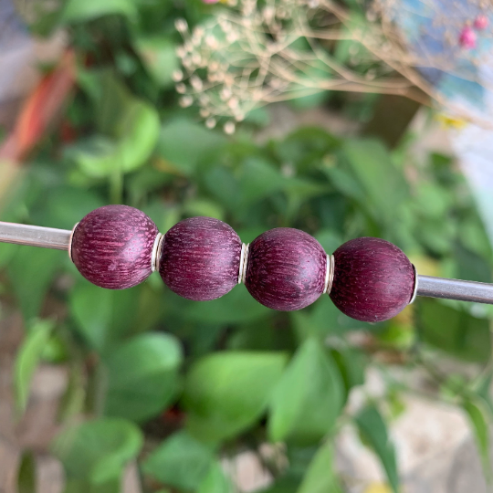 Unique Ampearlbeads Mini Round Wooden Beads Wood Beads with Sterling Sliver Core for European Bracelets or Bangles