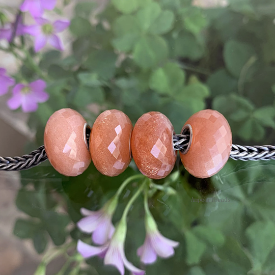 Ampearlbeads Orange Moonstone Beads Faceted Natural Gemstone beads for Pandora Trollbeads OHM Bracelets or Bangles