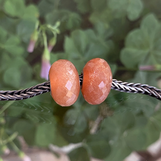 Ampearlbeads Orange Moonstone Beads Faceted Natural Gemstone beads for Pandora Trollbeads OHM Bracelets or Bangles