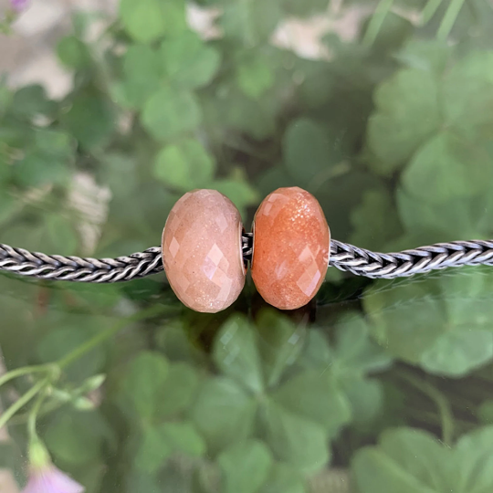 Ampearlbeads Orange Moonstone Beads Faceted Natural Gemstone beads for Pandora Trollbeads OHM Bracelets or Bangles