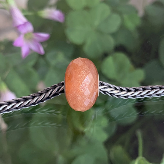 Ampearlbeads Orange Moonstone Beads Faceted Natural Gemstone beads for Pandora Trollbeads OHM Bracelets or Bangles