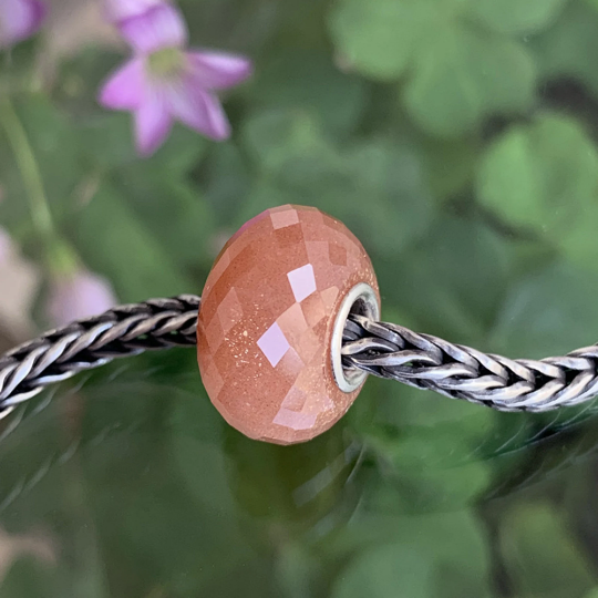 Ampearlbeads Orange Moonstone Beads Faceted Natural Gemstone beads for Pandora Trollbeads OHM Bracelets or Bangles