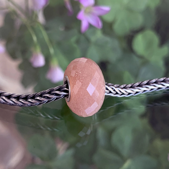 Ampearlbeads Orange Moonstone Beads Faceted Natural Gemstone beads for Pandora Trollbeads OHM Bracelets or Bangles