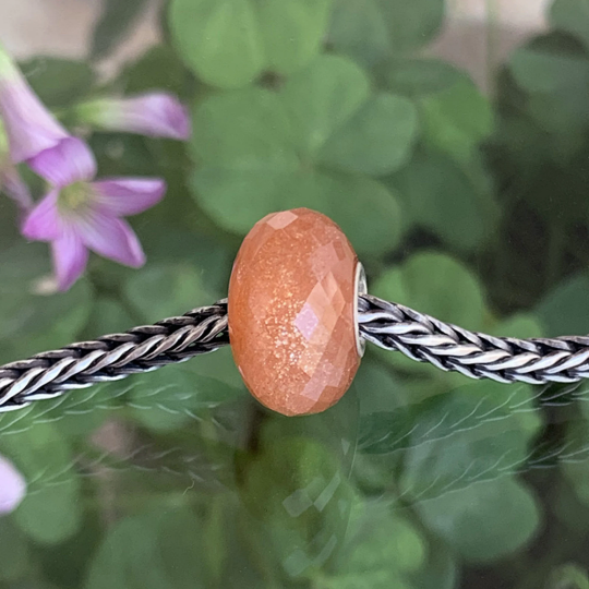 Ampearlbeads Orange Moonstone Beads Faceted Natural Gemstone beads for Pandora Trollbeads OHM Bracelets or Bangles