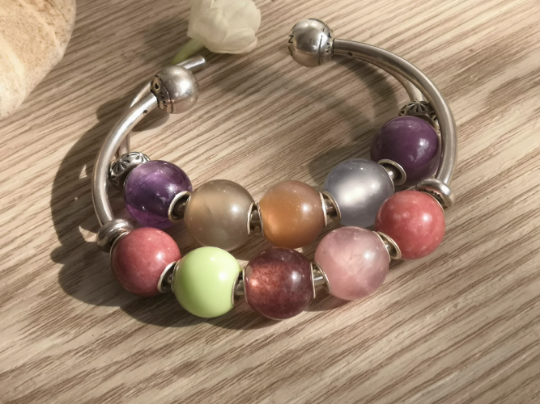 Awesome Mini Round Bead Natural Stone with Sterling Silver Core Compatible Small Core Charms