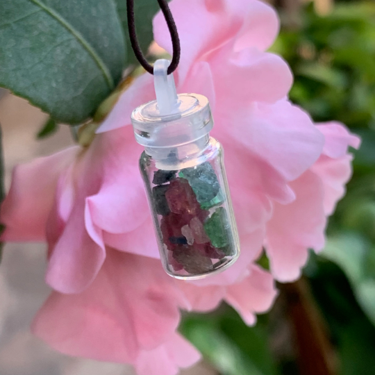 Beautiful Tourmaline Bottle Lucky Bottle Pandent Bottle Christmas Gift Birthday Bottle